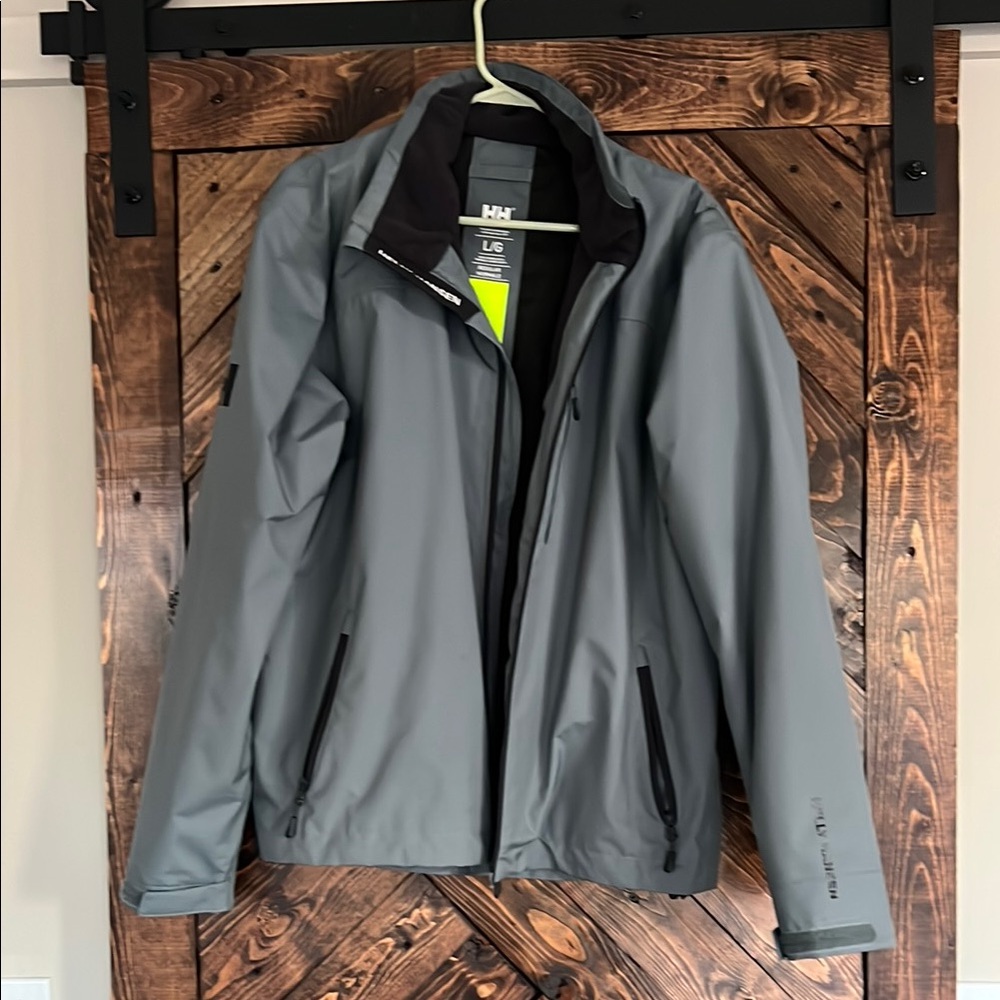 Helly Hansen Black and Gray Raincoat Water-Resistant Minimalist Design